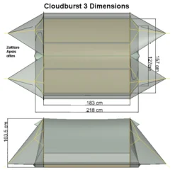 Tarptent Cloudburst 3 -Sackundpack Geschäft cb3 dimensions